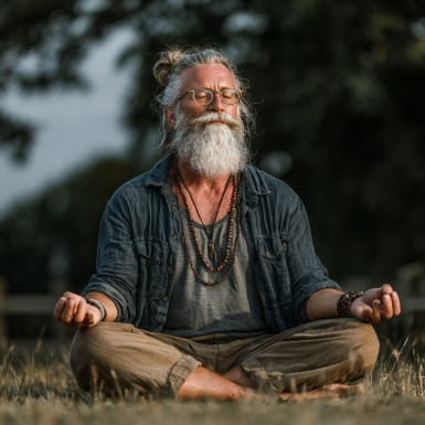 Boldog idős emberek jóga óra után